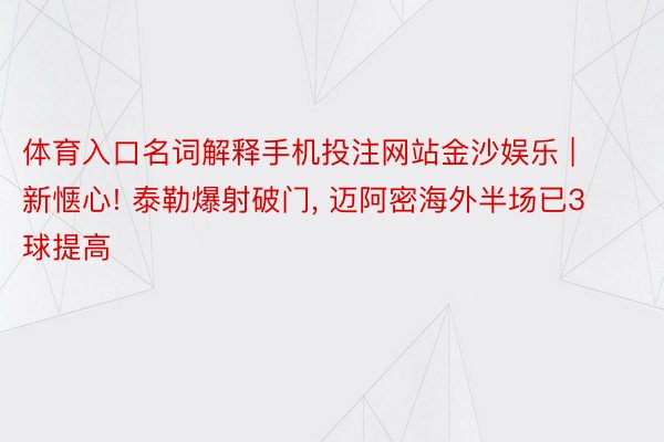 体育入口名词解释手机投注网站金沙娱乐 | 新惬心! 泰勒爆射破门, 迈阿密海外半场已3球提高