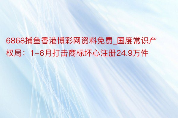 6868捕鱼香港博彩网资料免费_国度常识产权局：1-6月打击商标坏心注册24.9万件