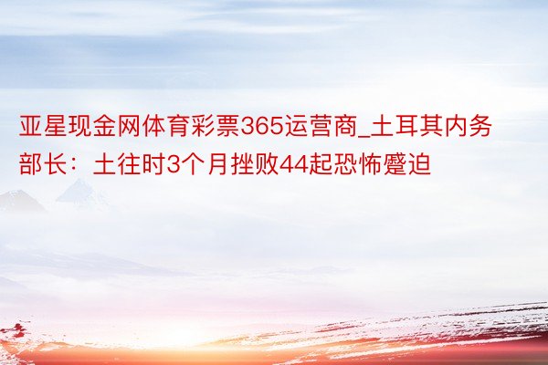 亚星现金网体育彩票365运营商_土耳其内务部长：土往时3个月挫败44起恐怖蹙迫