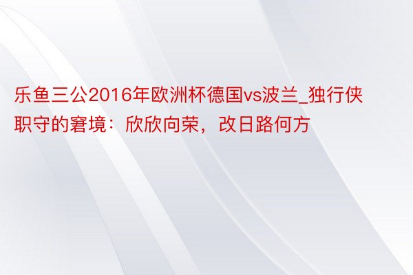 乐鱼三公2016年欧洲杯德国vs波兰_独行侠职守的窘境：欣欣向荣，改日路何方