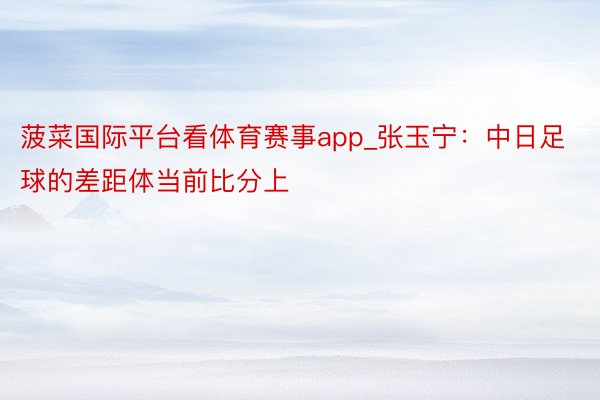 菠菜国际平台看体育赛事app_张玉宁：中日足球的差距体当前比分上