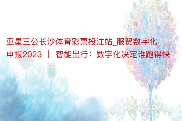 亚星三公长沙体育彩票投注站_服贸数字化申报2023 ｜ 智能出行：数字化决定谁跑得快